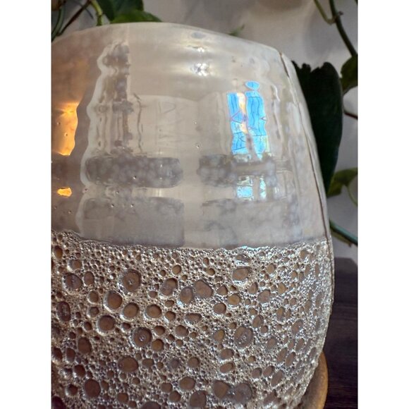 Textured Ceramic Planter with Saucer - Picture 4 of 10